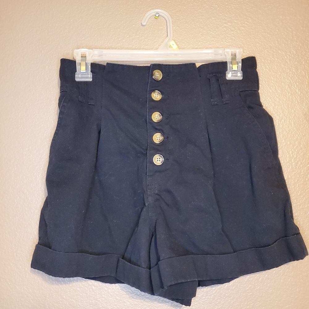 Forever 21 High Rise Black Cuffed Shorts Sz M